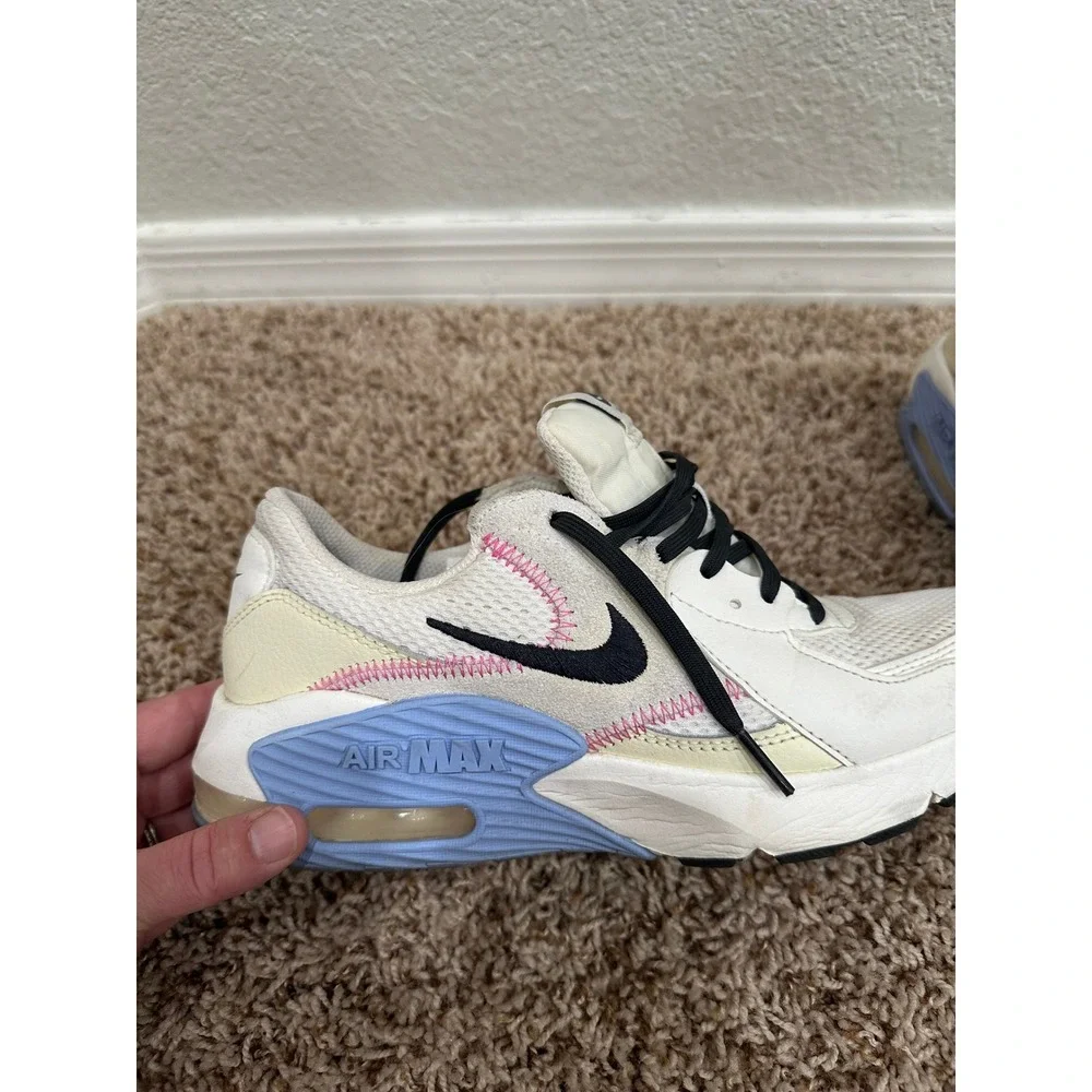 Nike Air Max Excee Womens White Black Blue Pink Stitch Sneakers Size 8 - Picture 2 of 8
